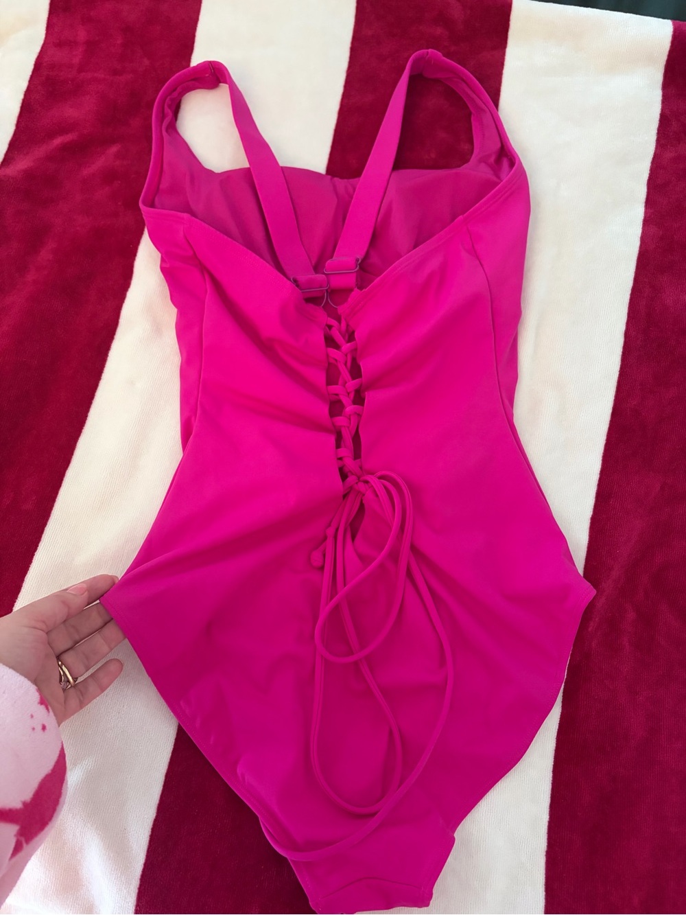Ta3 Hot Pink Lace-Up One-Piece Swimsuit - Picture 4 of 12